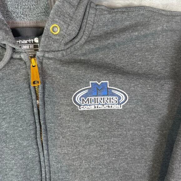 Carhartt Loose Fit Morris Construction full zip grey fleece jacket mens L - Picture 4 of 8